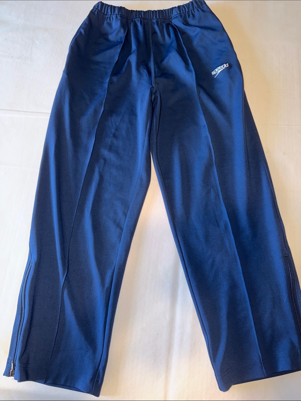 Speedo Youth Large Blue Athletic Warm Up Track Pants Swimming Ankle Zippers